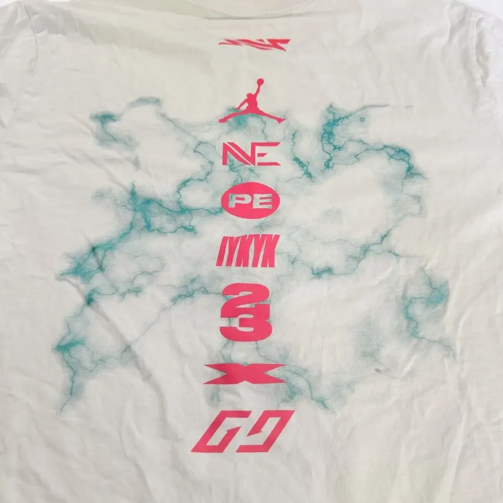 Jordan Mens XXL Graphic Tee Light Green Gray Lightning Spell Out T-Shirt Used